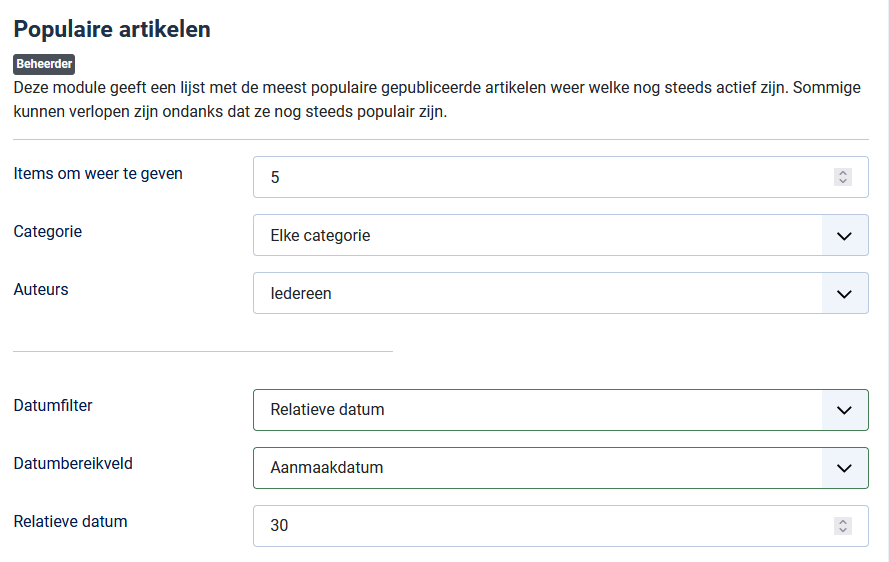 populaire artikelen datumbereik