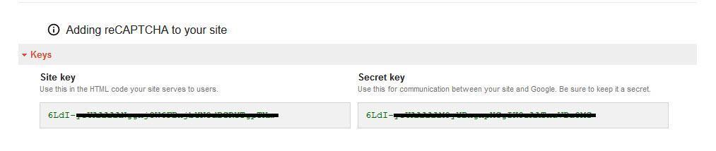 recaptcha keys